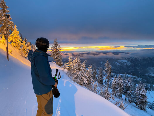 skiier looking into distance